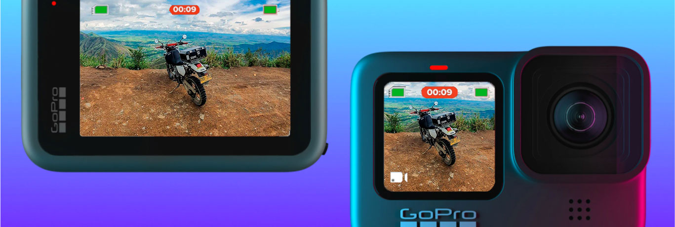 GoPro hero 9 cam con doble pantalla para compra en Bogotá Colombia - Koju Motos